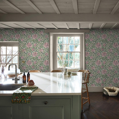 Honeysuckle Blossom Wallpaper | Pink | William Morris
